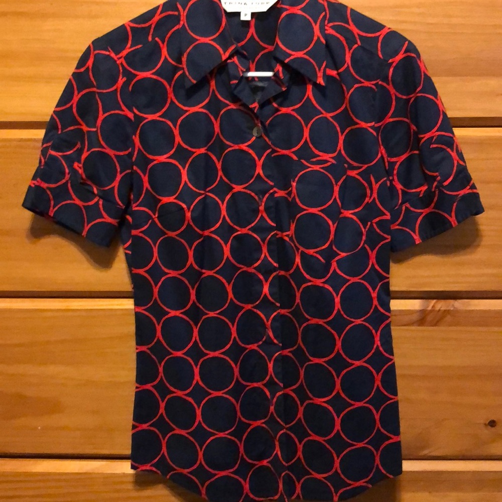 Trina Turk women’s short sleeve button up.
